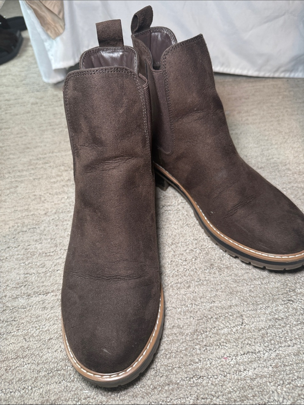 Kensie Dark Brown Suede Chelsea Ankle Boots